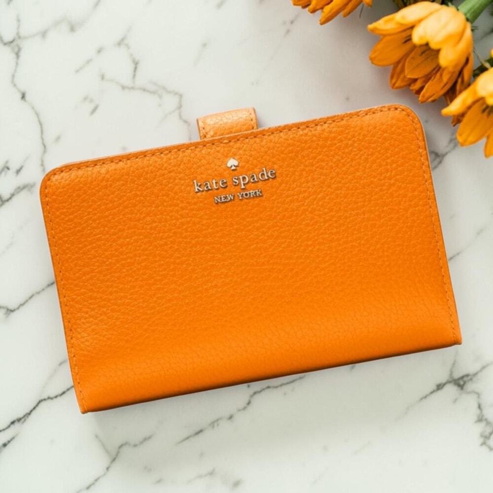 Kate Spade Lena Medium Bifold Wallet in Orange Zinnia Leather KH787
